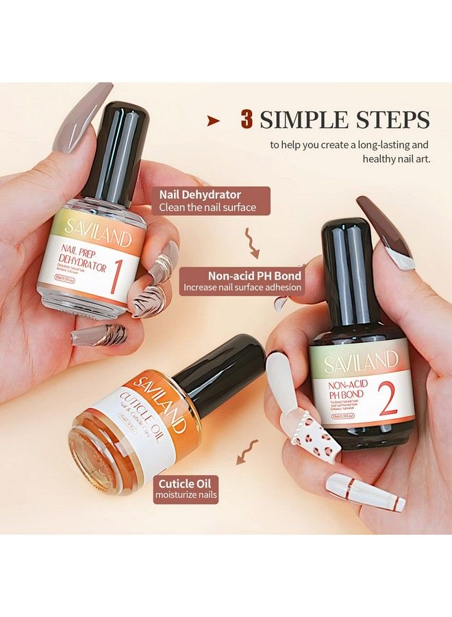 Saviland Cuticle Oil With Nail Dehydrator&Nonacid Ph Bond Set 3Pcs Nail Prep Dehydrator And Nonacid Bonding For Gel Nail Polish Cuticle Oil Nail Prep Kit Moisturize Nails For Longlasting U V Gel Nails - Image 3