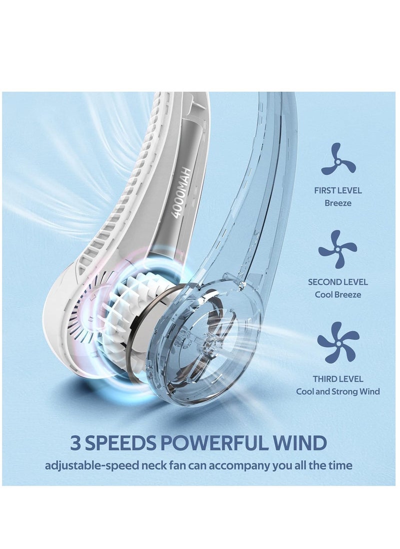 ELTRAZONE Portable Neck Fan 4000 mAh Battery Operated Hands Free Bladeless Fan, Wearable Personal Fan, Leafless, Rechargeable, Headphone Design, USB Powered Desk Fan,3 Speeds (Gray) - Image 2