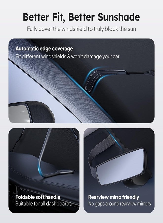 Wigoo Windshield Sun Shade Umbrella for Car, Easy-Fold Portable Sunshade for Sedan & SUV, Small 53" L x 29" - Image 5