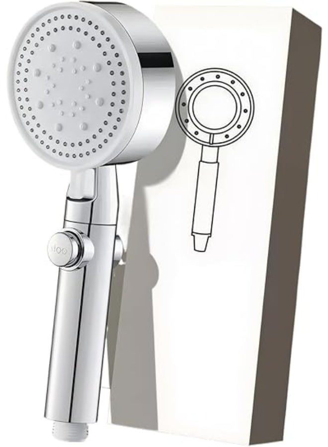 راس دش عالي الضغط دش يدوي  موفر للماء، 5 انواع نفاثة، محمول باليد، للاستحمام والمنتجعات الصحية، راس دش مربع عصري محمول باليد بلون فضي - Image 1