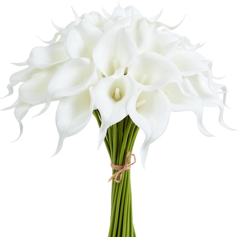 AWARDSEN Artificial Calla Lily 12Pcs White Real Touch Faux Flowers for Wedding Bouquet, Bride Bridal Shower, Spring Home Kitchen Table Decor, Fake Lilies for Centerpieces, Party Decorations - Image 1