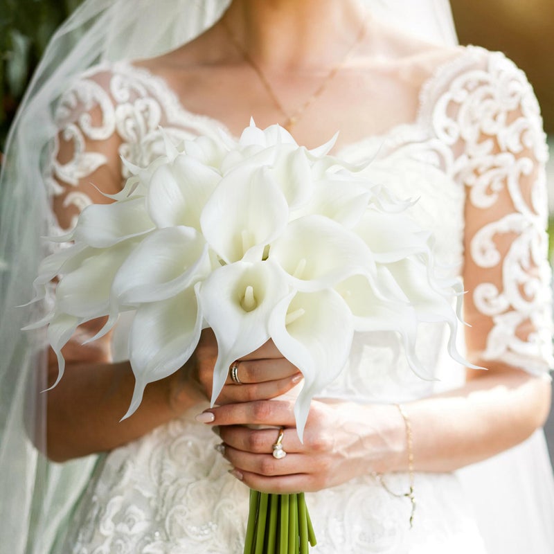 AWARDSEN Artificial Calla Lily 12Pcs White Real Touch Faux Flowers for Wedding Bouquet, Bride Bridal Shower, Spring Home Kitchen Table Decor, Fake Lilies for Centerpieces, Party Decorations - Image 5