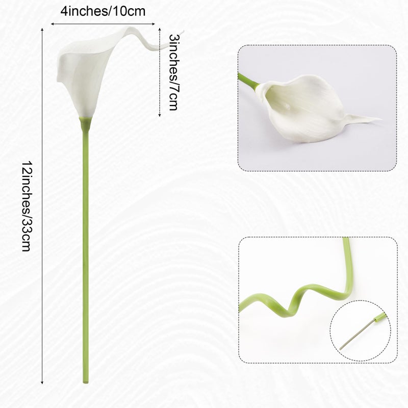 AWARDSEN Artificial Calla Lily 12Pcs White Real Touch Faux Flowers for Wedding Bouquet, Bride Bridal Shower, Spring Home Kitchen Table Decor, Fake Lilies for Centerpieces, Party Decorations - Image 2