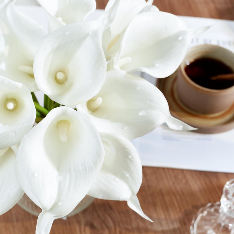 AWARDSEN Artificial Calla Lily 12Pcs White Real Touch Faux Flowers for Wedding Bouquet, Bride Bridal Shower, Spring Home Kitchen Table Decor, Fake Lilies for Centerpieces, Party Decorations - Image 3