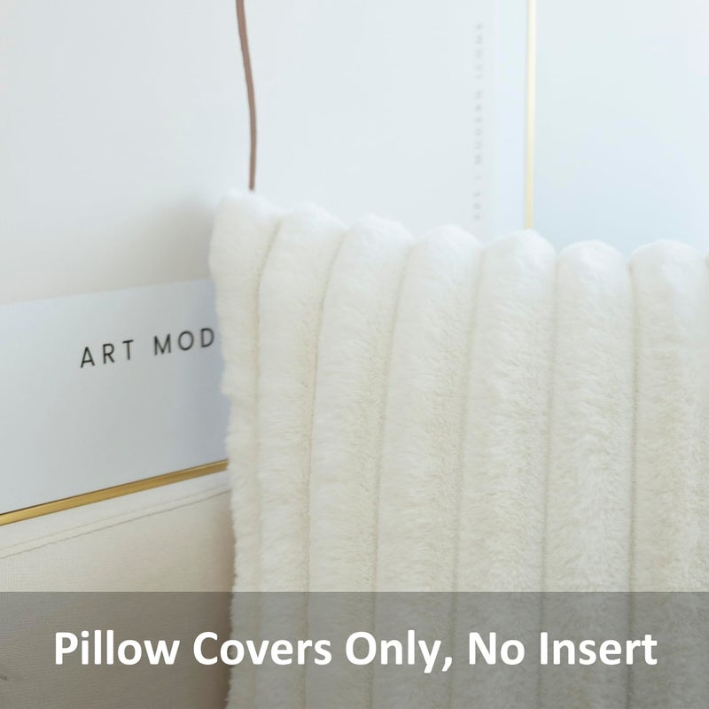 JOJUSIS Pack of 2 Faux Fur Plush Decorative Throw Pillow Covers Couch Cushion Case Soft Pillowcases (White, 18 x 18-Inch) - Image 2