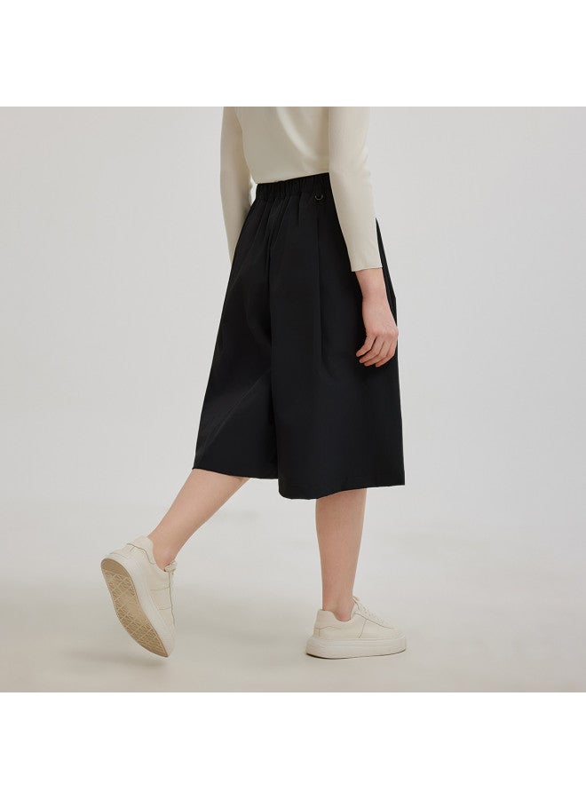 Hush Puppies Spring And Autumn Advanced Fashion Versatile Wide-leg Culottes Casual Loose Stretch Woven Cropped Pants - Image 4
