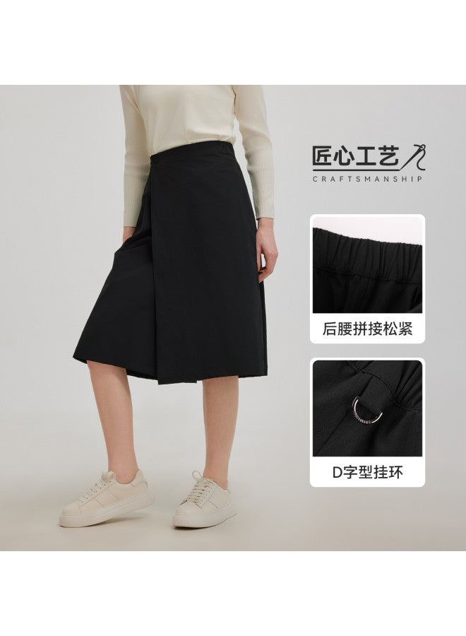 Hush Puppies Spring And Autumn Advanced Fashion Versatile Wide-leg Culottes Casual Loose Stretch Woven Cropped Pants - Image 5
