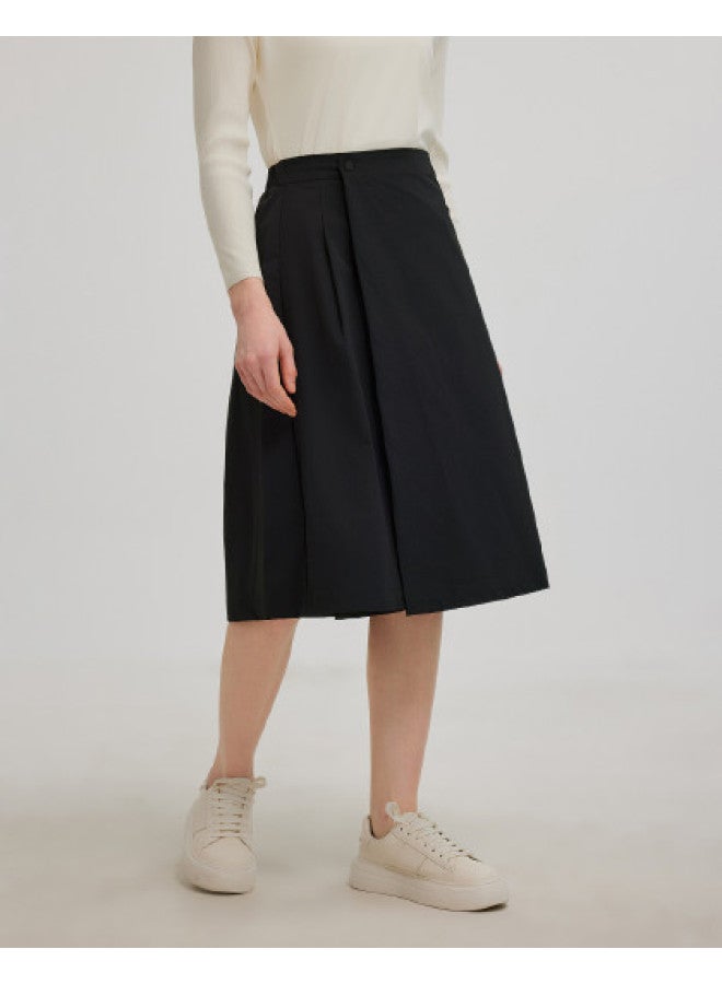 Hush Puppies Spring And Autumn Advanced Fashion Versatile Wide-leg Culottes Casual Loose Stretch Woven Cropped Pants - Image 1