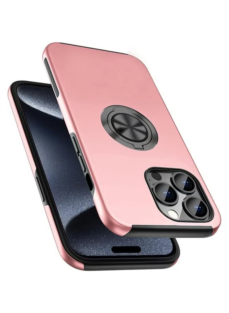 X-level iPhone 15 Pro Case Cover With Finger Ring Military Grade Metal Stand Kickstand [Support Magnetic Car Holder] Phone Comfortable Hold Feeling Anti-scratch Shockproof Back Cover For iPhone 15 Pro  - Image 1
