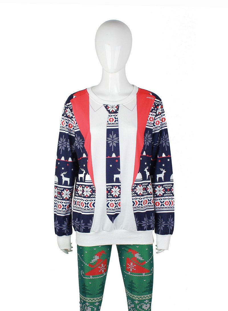 Loquat Autumn/winter New Santa Elk Shirt with Long Sleeves and round Neck  - Image 1