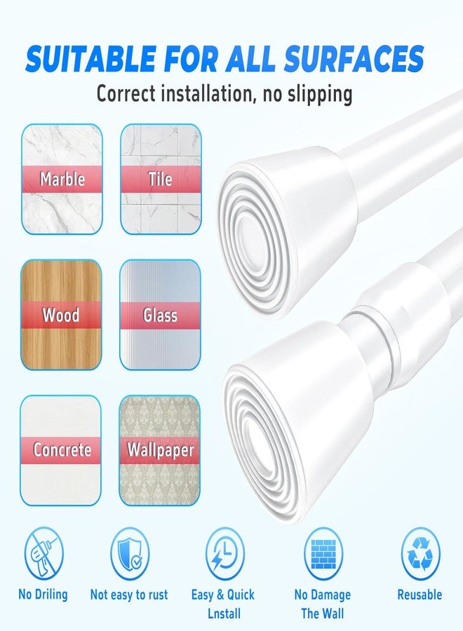 Caserry Shower Curtain Rods Pack of 2, 41-75 Inches Rust-Resistance Adjustable Spring Tension Rod for Bathroom or Doorways, White - Image 4