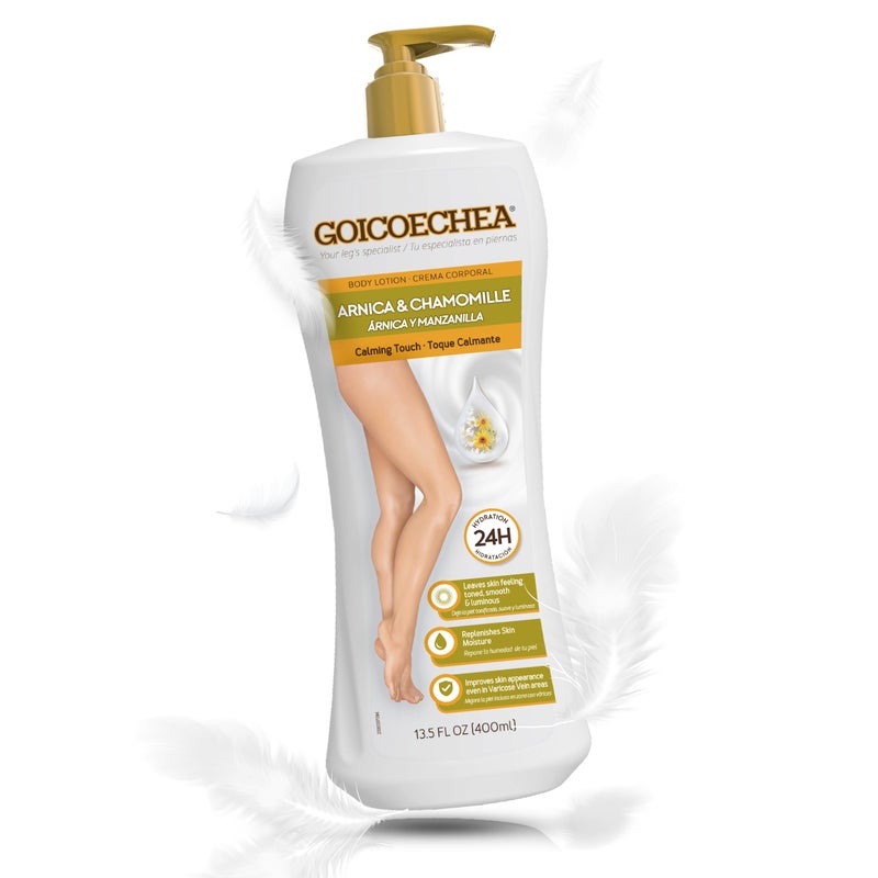 Goicoechea Arnica & Chamomile Body Lotion | Soothes Tired Legs; Hydrates & Refreshes Skin; Non-Greasy Daily Formula; Varicose Veins Cream; Improves Appearance of Varicose Veins, 13.5 Oz, 1-Pack - Image 1