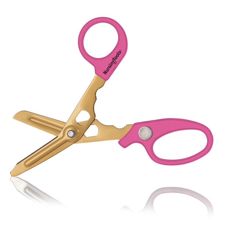 Nursingtools Hummingbird 4-in-1 Medical Scissors - Compact Pocket Size Trauma Shears for Nurses, Students, Practitioners & Medical Professionals (Hibiscus Pink) - Image 1