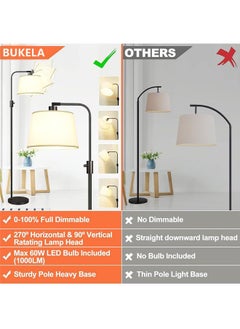 Floor Lamp Dimmable, Arc Floor Lamp, Modern Standing Lamp with Shade for Living Room Bedroom Office Dining Room, LED Bulb Included Black - pzsku/Z779411AD37B99F983B21Z/45/_/1708525078/8ba8d72f-1a37-4b23-b098-c841be94e36a