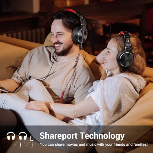 OneOdio Wired Over Ear Headphones Studio Monitor & Mixing DJ Stereo Headsets with 50mm Neodymium Drivers and 1/4 to 3.5mm Jack for AMP Computer Recording Podcast Keyboard Guitar Laptop - Red - Image 3