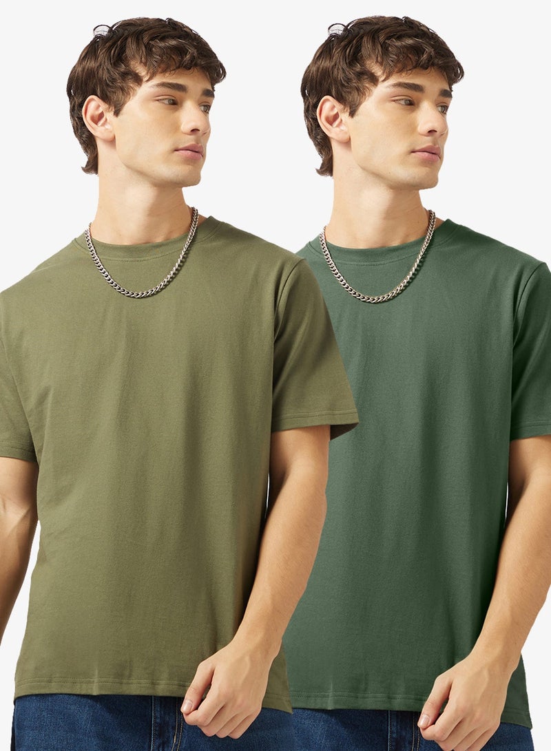Seventy Five Basics Pack of 2 Regular Fit T-Shirt - Image 1