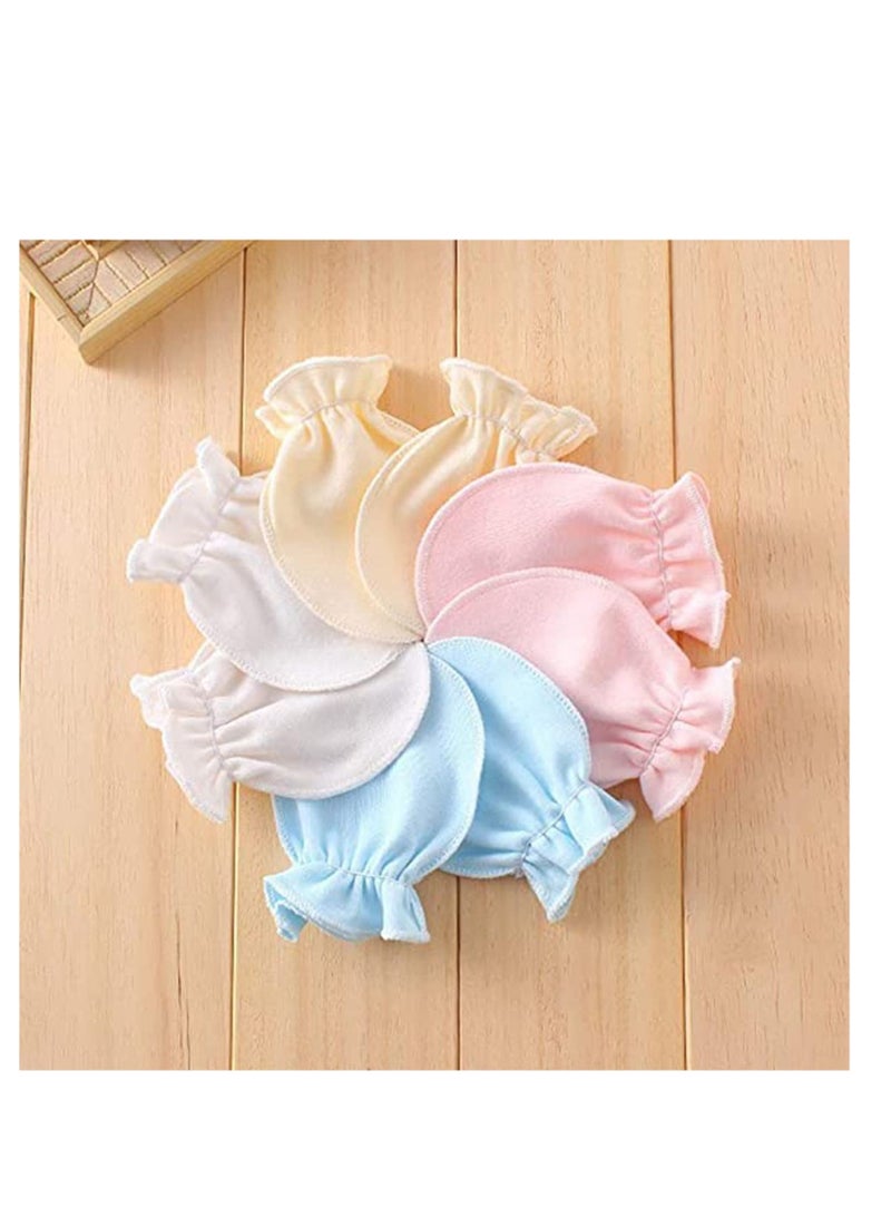 Y&D 4 Pairs Baby Glove Anti-grasping Gloves Newborn Protection Face Cotton Anti Scratching Pleated Style Stretchy Soft and Fashionable Boys Girls 0-6 Months (Random Color) - Image 5