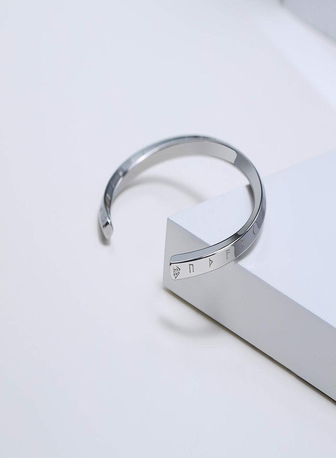 فنوكس سوار رجالي من الفولاذ المقاوم للصدأ بتصميم نورديك فايكنغ موبيوس: أساور من الفولاذ المقاوم للصدأ من Vnox مزينة بـ 24 حرفًا من حروف الأبجدية الرونية، أساور للذراع، مجوهرات وثنية، تميمة، سوار، هدايا للنساء - Image 5