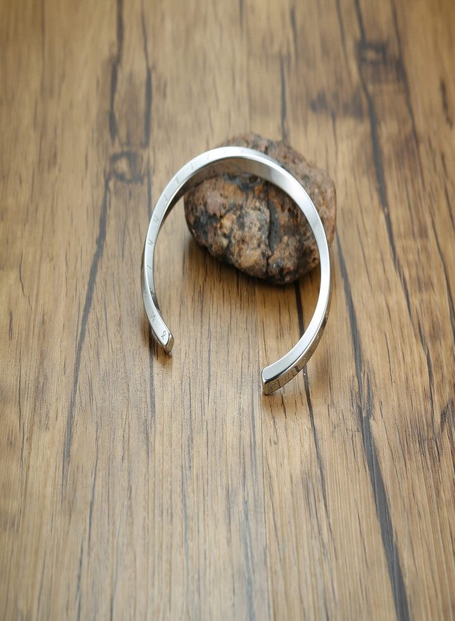 فنوكس سوار رجالي من الفولاذ المقاوم للصدأ بتصميم نورديك فايكنغ موبيوس: أساور من الفولاذ المقاوم للصدأ من Vnox مزينة بـ 24 حرفًا من حروف الأبجدية الرونية، أساور للذراع، مجوهرات وثنية، تميمة، سوار، هدايا للنساء - Image 4