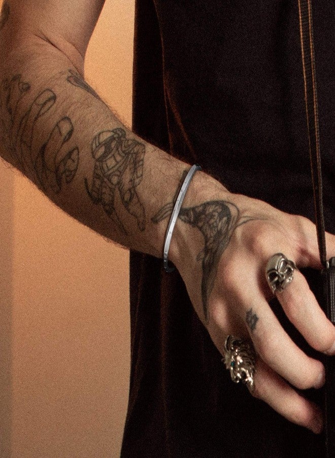 فنوكس سوار رجالي من الفولاذ المقاوم للصدأ بتصميم نورديك فايكنغ موبيوس: أساور من الفولاذ المقاوم للصدأ من Vnox مزينة بـ 24 حرفًا من حروف الأبجدية الرونية، أساور للذراع، مجوهرات وثنية، تميمة، سوار، هدايا للنساء - Image 2