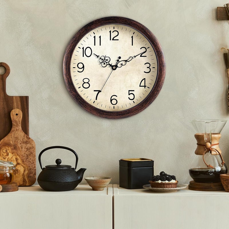 KECYET Wall Clock 14 Inch Vintage Wall Clocks Battery Operated Quartz Silent Non-Ticking Large Retro Rustic Style Decorative for Living Room, Home Office, Bedroom, Dining Room (Bronze) - Image 5