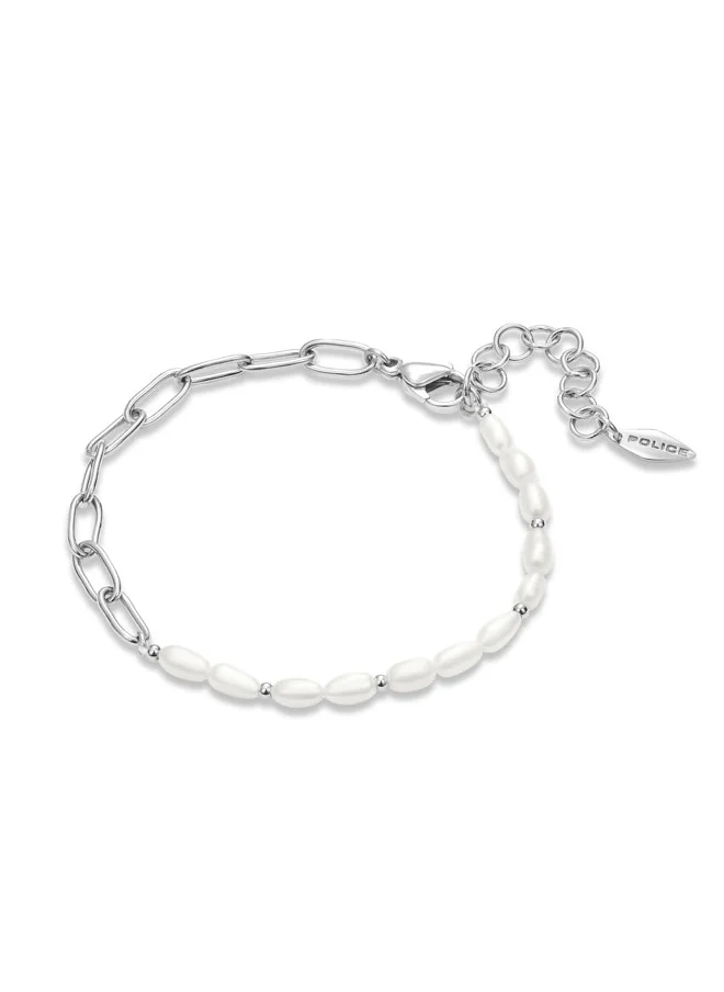 POLICE POLICE Ayara Bracelet - Pearl Beads & Chain Links, Playful Mix, Unique Accessory