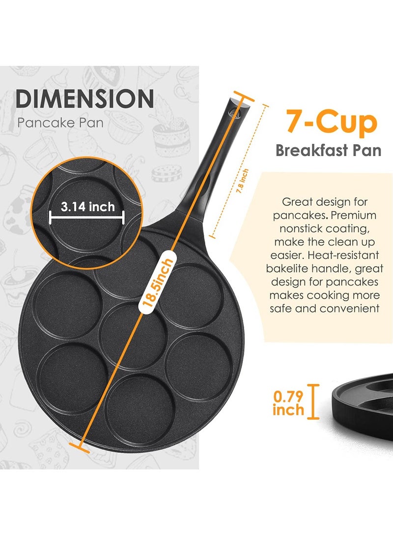 Mini Nonstick Pancake Maker with 7 Molds, PFOA-Free, Kid-Friendly Crepe Griddle, Gas Compatible, Perfect for Fun Breakfasts - Image 4