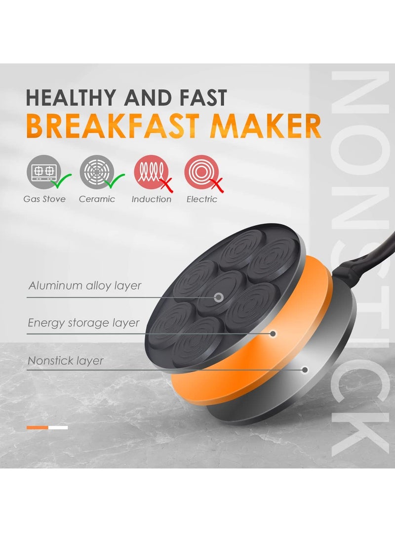 Mini Nonstick Pancake Maker with 7 Molds, PFOA-Free, Kid-Friendly Crepe Griddle, Gas Compatible, Perfect for Fun Breakfasts - Image 3