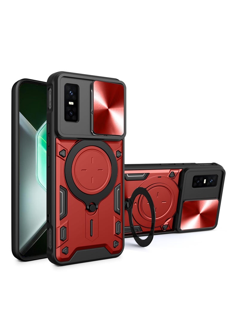 general Case Compatible with Infinix GT 30 Pro 5G, Anti-Drop Shockproof Armor Case with Slide Camera Cover and Magnetic Ring Stand Holder, 2-in-1 Hybrid PC+TPU Durable Cover
