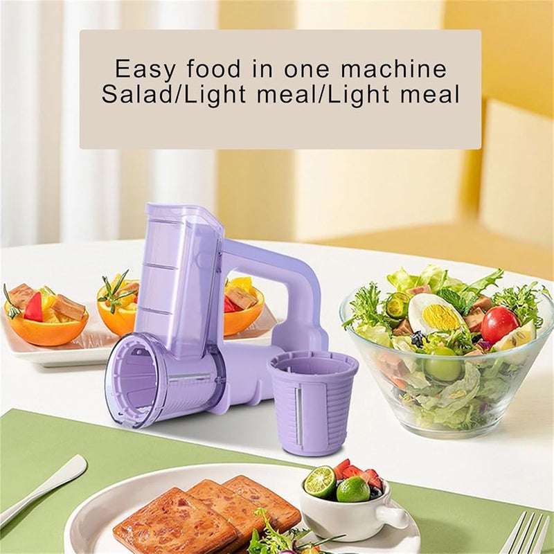 White And Grey Portable Electric Salad Maker Slicer Shredder For Vegetable Fruit Prep - Image 4
