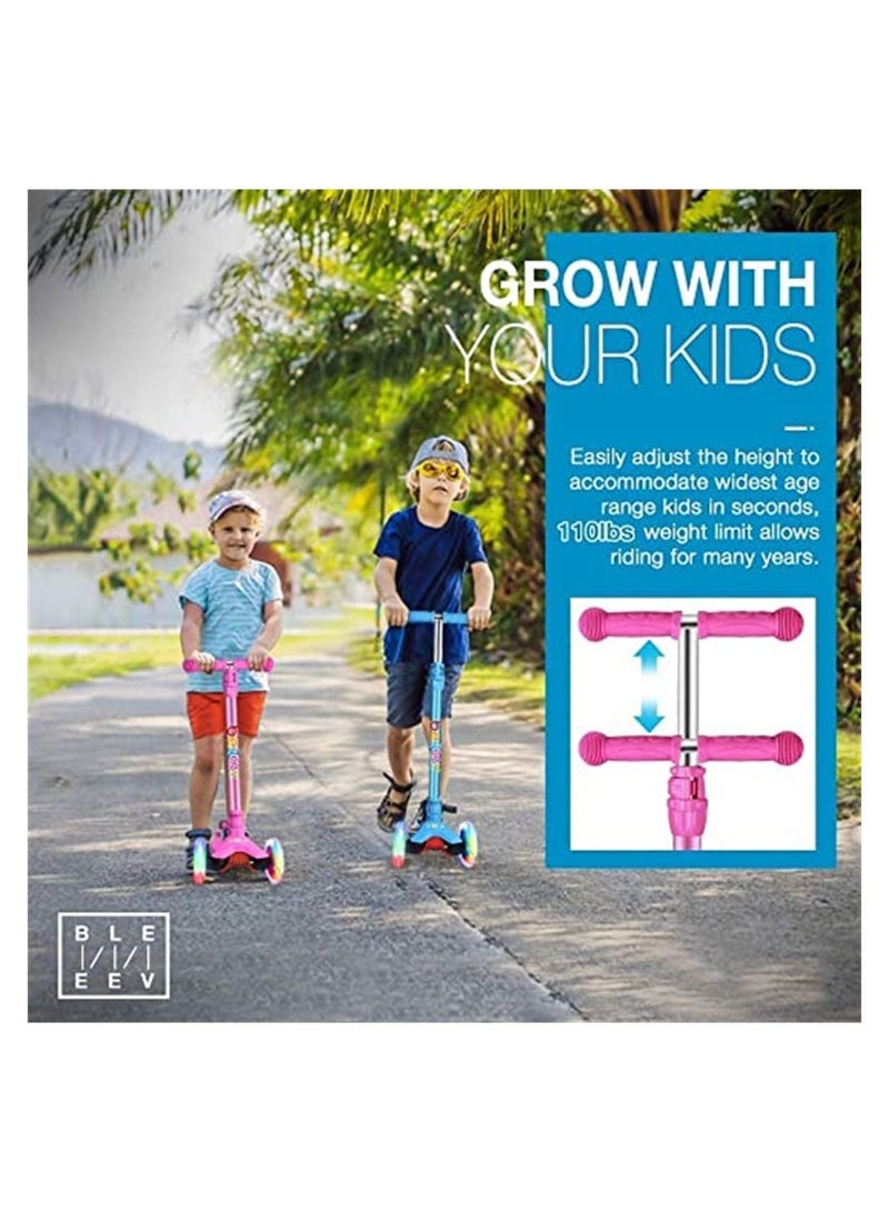 Kick Scooters for Kids, 4 Adjustable Height Foldable Scooter, Wide PU LED Wheels, 3 Wheel Scooter for Kids for Girls & Boys Outdoor Learn to See,Advanced Scooter Features Everything You Love  - Image 4