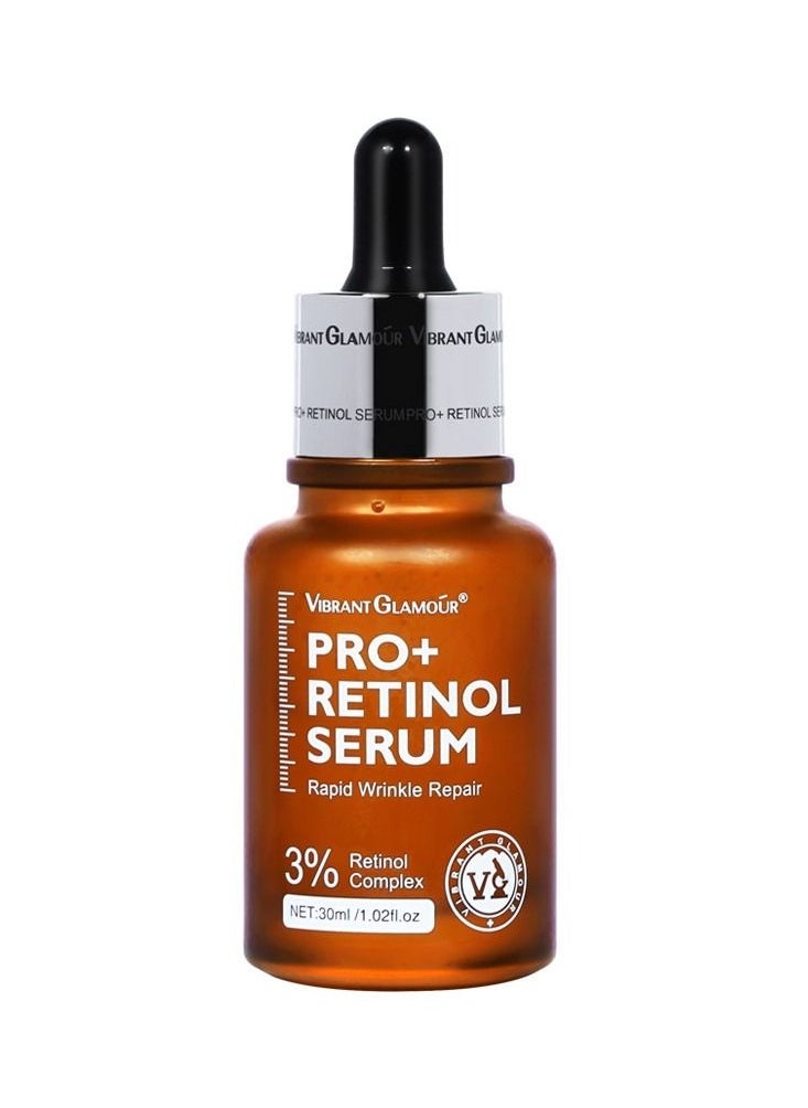 Vibrant Glamour - Rapid Wrinkle Repair PRO+ Retinol Serum Wrinkles Anti-Aging Fine Lines Brighten & Whiten Delicate and Smooth Dull and Yellow Skin for Women 30ml - Image 1