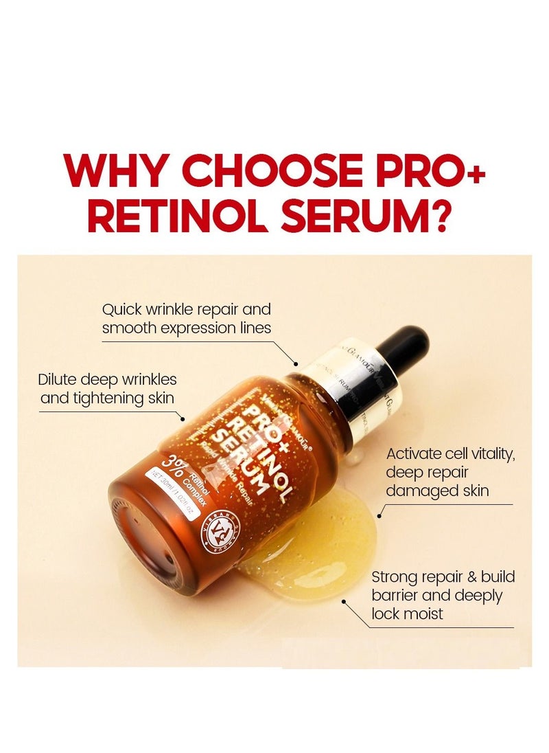 Vibrant Glamour - Rapid Wrinkle Repair PRO+ Retinol Serum Wrinkles Anti-Aging Fine Lines Brighten & Whiten Delicate and Smooth Dull and Yellow Skin for Women 30ml - Image 1
