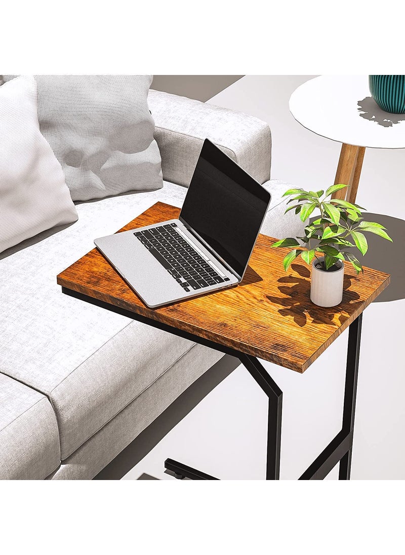 INDIAN DECOR INDIAN DECOR 48178 Sofa End TableC Shaped Side Table for Small Spaces TV Tray Table with Metal Frame Couch Tables That Slide Under for Living Room Bedroom Office Black  - Image 4