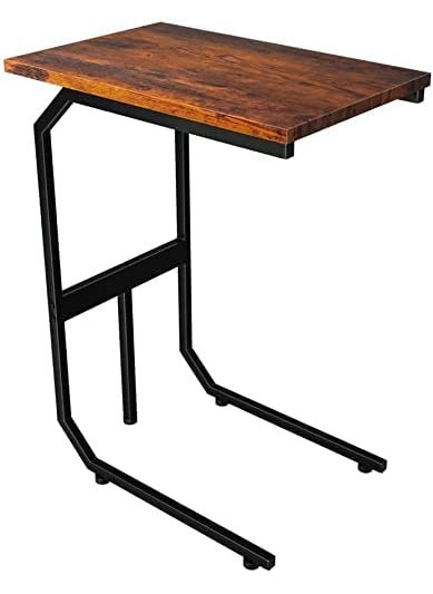 INDIAN DECOR INDIAN DECOR 48178 Sofa End TableC Shaped Side Table for Small Spaces TV Tray Table with Metal Frame Couch Tables That Slide Under for Living Room Bedroom Office Black  - Image 1