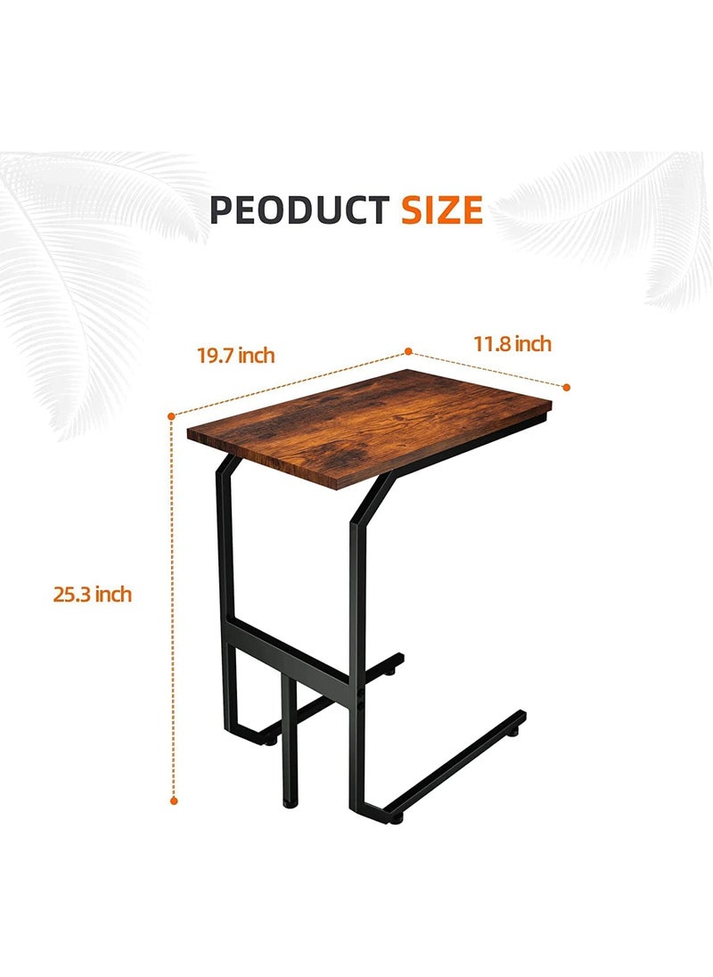 INDIAN DECOR INDIAN DECOR 48178 Sofa End TableC Shaped Side Table for Small Spaces TV Tray Table with Metal Frame Couch Tables That Slide Under for Living Room Bedroom Office Black  - Image 3