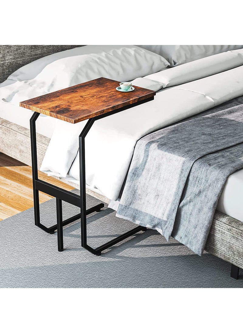 INDIAN DECOR INDIAN DECOR 48178 Sofa End TableC Shaped Side Table for Small Spaces TV Tray Table with Metal Frame Couch Tables That Slide Under for Living Room Bedroom Office Black  - Image 2