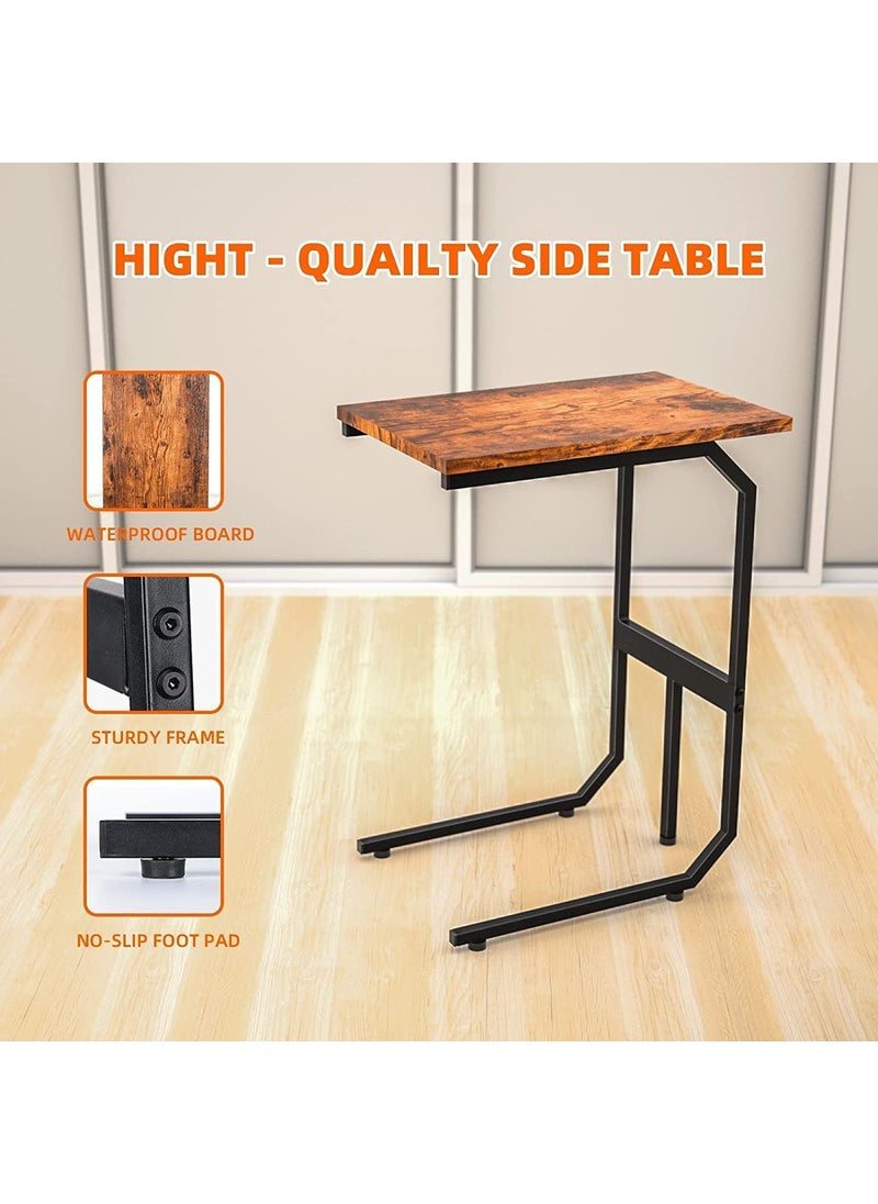 INDIAN DECOR INDIAN DECOR 48178 Sofa End TableC Shaped Side Table for Small Spaces TV Tray Table with Metal Frame Couch Tables That Slide Under for Living Room Bedroom Office Black  - Image 5