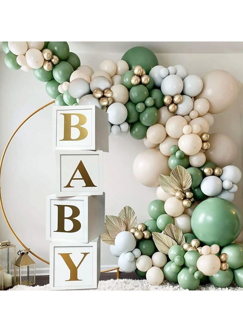Baby Boxes with Letters for Baby Shower Hot stamping, 4 Balloon Boxes ,Baby Boxes for Baby Shower Decorations Balloon Boxes Clear Blocks for Birthday Party  - Image 1