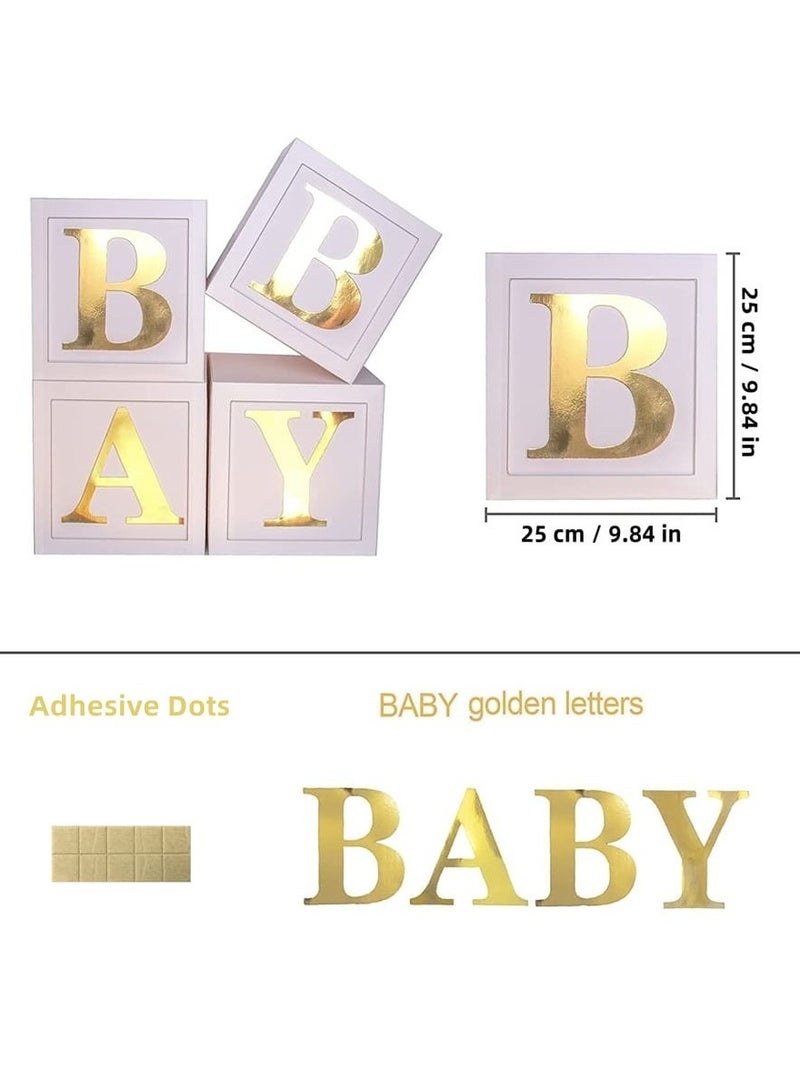 Baby Boxes with Letters for Baby Shower Hot stamping, 4 Balloon Boxes ,Baby Boxes for Baby Shower Decorations Balloon Boxes Clear Blocks for Birthday Party  - Image 2