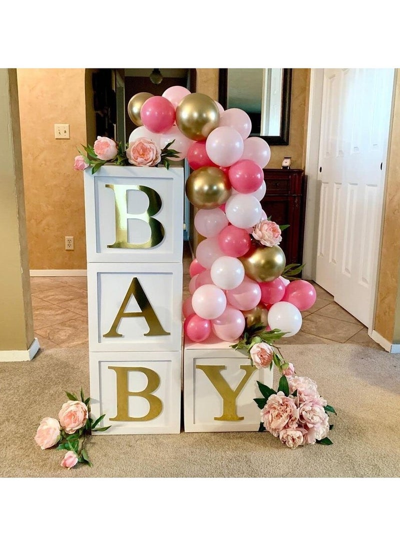 Baby Boxes with Letters for Baby Shower Hot stamping, 4 Balloon Boxes ,Baby Boxes for Baby Shower Decorations Balloon Boxes Clear Blocks for Birthday Party  - Image 4