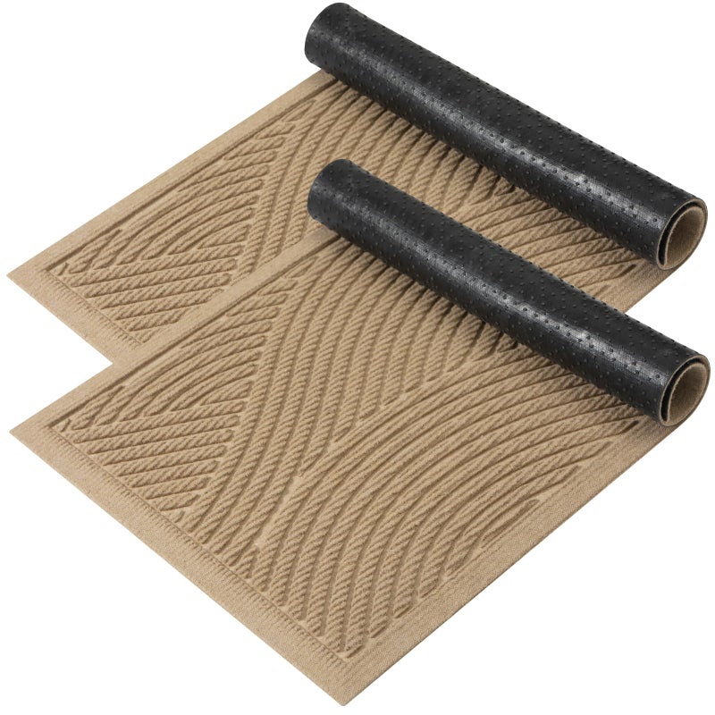 HIYARD Sturdy Front Door Mat, Absorbent Muddy Dirt Resist Welcome Door Mats Outdoor Indoor, Fade Resistant, Non-Slip Backing Entry Mat Low Profile Doormat for Entryway, 29Ã—17, 2 Pack, Beige - Image 1