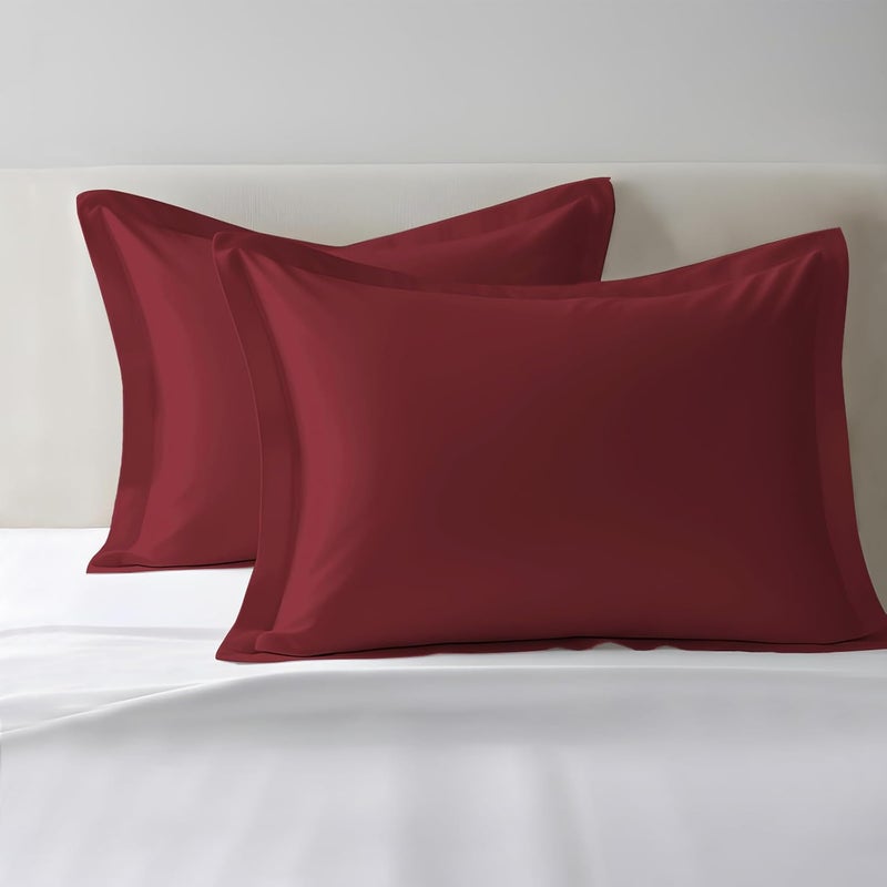 PIZUNA 100% Cotton Oxford Pillow Cases 50 x 75 cm Rio Red, 400 Thread Count Soft Luxurious Long Staple Cotton Sateen Weave Pillow Cover With 5cm Hem (Soft Pillowcase Rio Red - 2PC) - Image 1