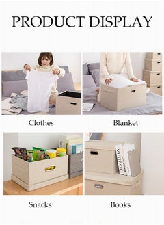 DUNISO 2pcs Wardrobe Clothes Organizer Cubes with Lids Foldable Fabric Decorative Storage Box Bins Organizer Containers Baskets with Cover Handles Divider for Bedroom Closet Living Room  - Image 5