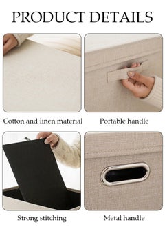 DUNISO 2pcs Wardrobe Clothes Organizer Cubes with Lids Foldable Fabric Decorative Storage Box Bins Organizer Containers Baskets with Cover Handles Divider for Bedroom Closet Living Room  - Image 3