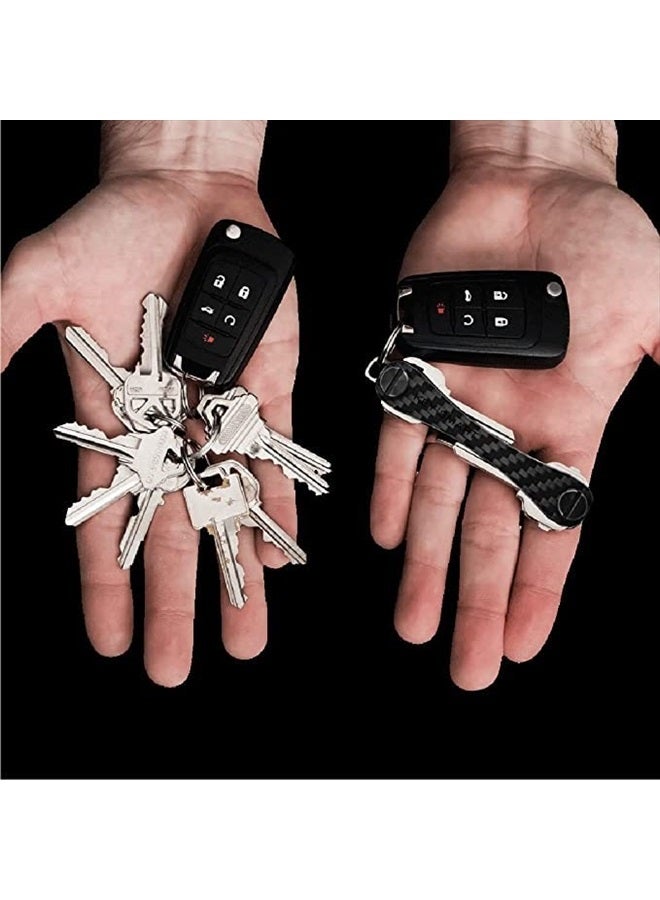 KeySmart Compact Minimalist Pocket-Sized Key Holder and Key Organizer w Expansion Screws, EDC Key Carrier (14 Keys, Carbon Fiber 3k)  - Image 3