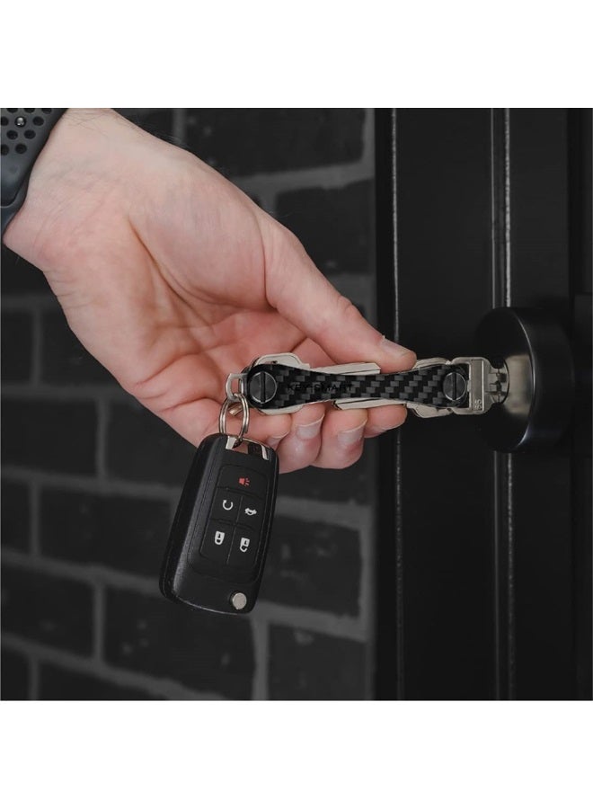 KeySmart Compact Minimalist Pocket-Sized Key Holder and Key Organizer w Expansion Screws, EDC Key Carrier (14 Keys, Carbon Fiber 3k)  - Image 4