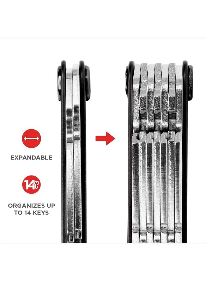 KeySmart Compact Minimalist Pocket-Sized Key Holder and Key Organizer w Expansion Screws, EDC Key Carrier (14 Keys, Carbon Fiber 3k)  - Image 5