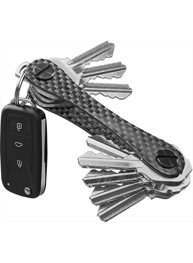 KeySmart Compact Minimalist Pocket-Sized Key Holder and Key Organizer w Expansion Screws, EDC Key Carrier (14 Keys, Carbon Fiber 3k)  - Image 1