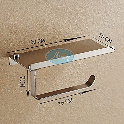 HANDY Wall Mounted Stainless Steel Toilet Paper Roll Holder with Shelf, Toilet Paper Dispenser, Tissue Dispenser with Phone Shelf Perfect for Baby Wipe| Bathroom Accessory (Silver) - Image 4